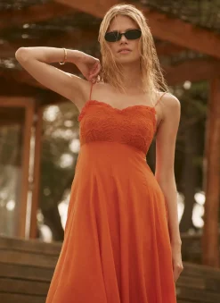 Cotton Embroidered Midi Dress Summer Dresses|Midi Dresses