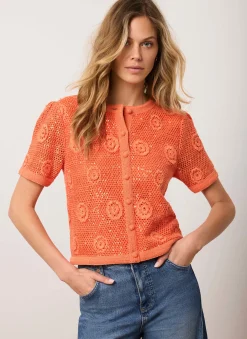 Best Cotton Sequin Flower Crochet Top All Tops|Tops