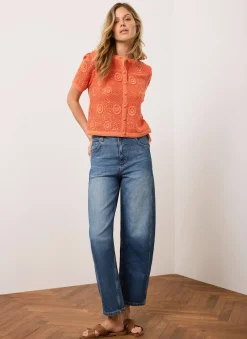 Best Cotton Sequin Flower Crochet Top All Tops|Tops