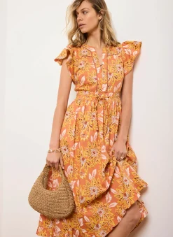 Floral Print Cotton Midi Dress Summer Dresses|Midi Dresses