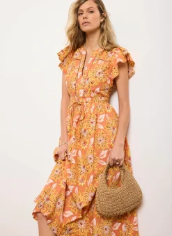 Floral Print Cotton Midi Dress Summer Dresses|Midi Dresses