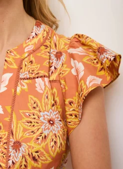 Floral Print Cotton Midi Dress Summer Dresses|Midi Dresses
