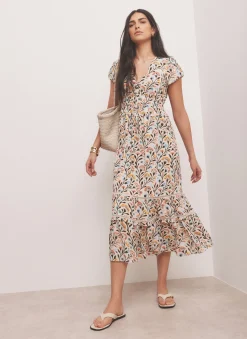 Discount Floral Print Midi Dress Summer Dresses|Midi Dresses