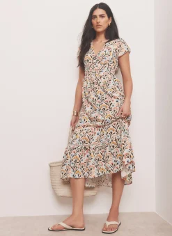 Discount Floral Print Midi Dress Summer Dresses|Midi Dresses