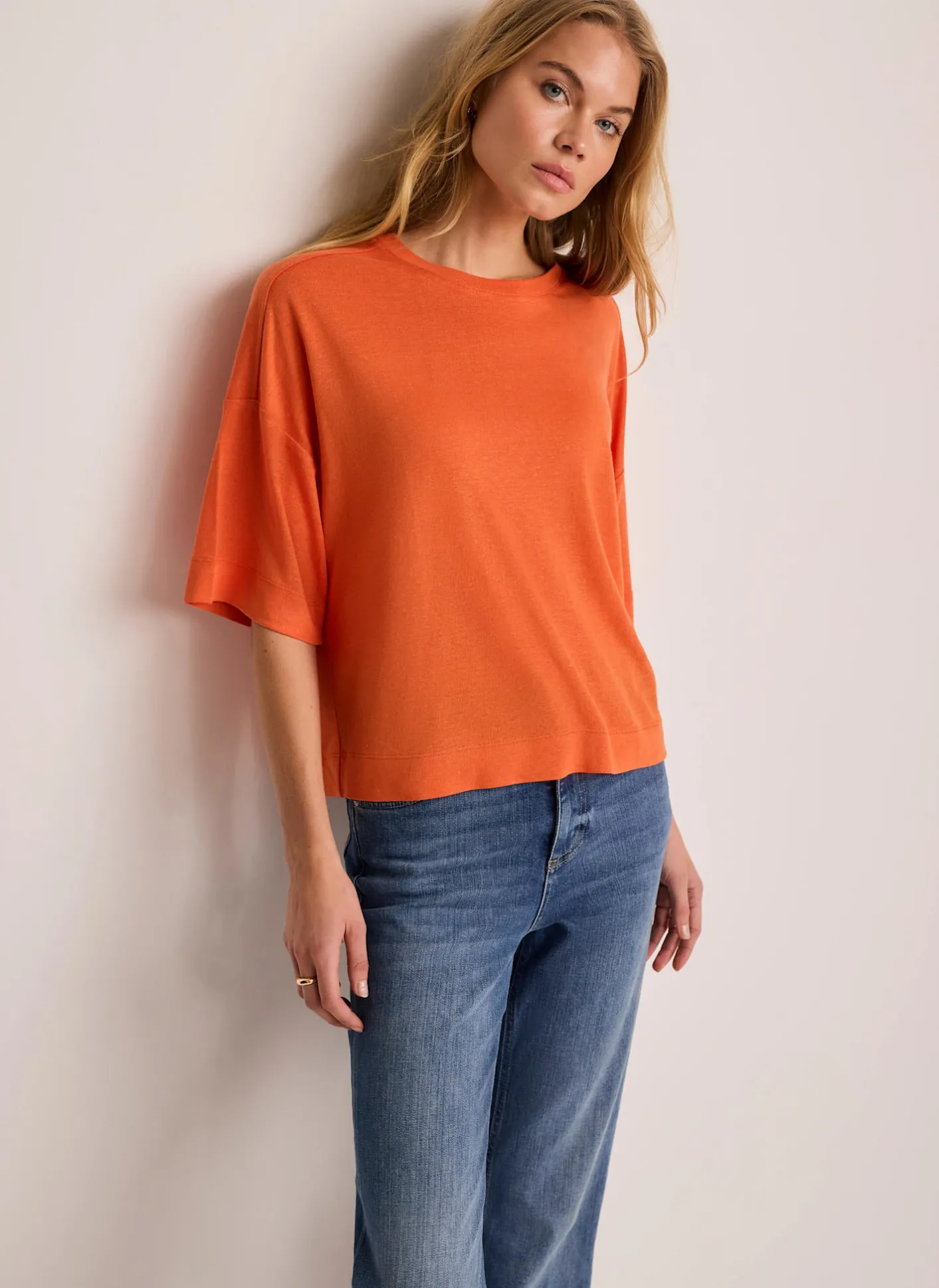 Linen Blend Boxy T-Shirt T-Shirts|T-Shirts