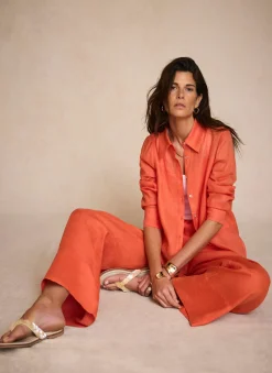 Clearance Linen Drawstring Wide Leg Trousers Wide Leg Trousers|Trousers
