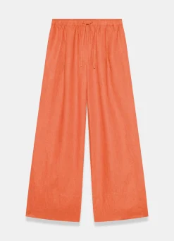 Clearance Linen Drawstring Wide Leg Trousers Wide Leg Trousers|Trousers