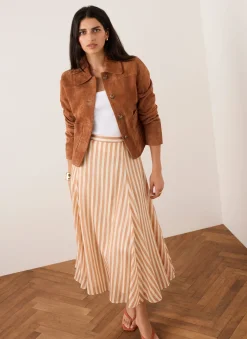 New Striped A Line Midi Skirt Midi Skirts|Skirts