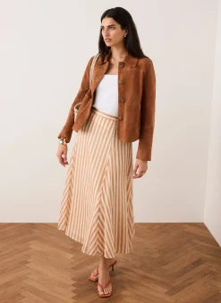 New Striped A Line Midi Skirt Midi Skirts|Skirts