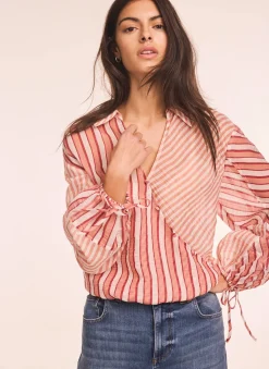 Online Striped Wrap Shirt Shirts & Blouses