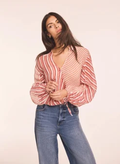 Online Striped Wrap Shirt Shirts & Blouses