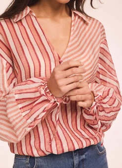 Online Striped Wrap Shirt Shirts & Blouses