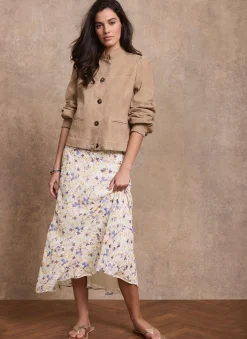 Pale Floral Print Midi Skirt Midi Skirts|Skirts