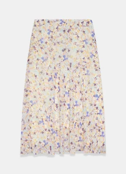 Pale Floral Print Midi Skirt Midi Skirts|Skirts