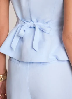 Best Pale Linen Blend Peplum Waistcoat Waistcoats