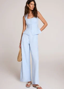 Best Pale Linen Blend Peplum Waistcoat Waistcoats