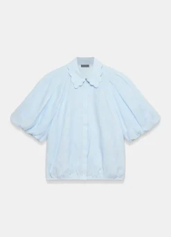 Outlet Pale Ramie Scallop Puff Sleeve Shirt Shirts & Blouses