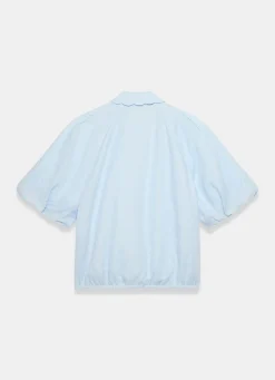 Outlet Pale Ramie Scallop Puff Sleeve Shirt Shirts & Blouses