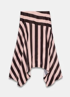 Best Pink & Satin Striped Midi Skirt Midi Skirts|Skirts