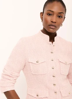 Best Pink Cotton Blend Boucle Jacket Jackets