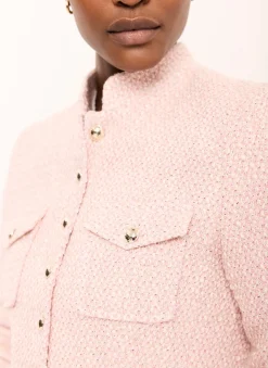 Best Pink Cotton Blend Boucle Jacket Jackets
