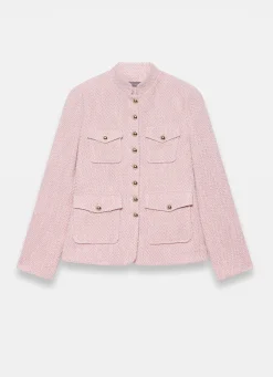 Best Pink Cotton Blend Boucle Jacket Jackets