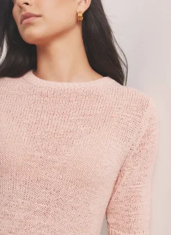 Hot Pink Cotton Blend Knit Top Knitted Tops|Knitted Tops