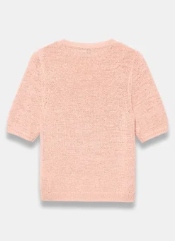 Hot Pink Cotton Blend Knit Top Knitted Tops|Knitted Tops