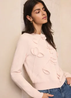 Online Pink Floral Applique Popper Cardigan Cardigans|Jumpers & Cardigans