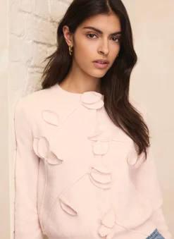 Online Pink Floral Applique Popper Cardigan Cardigans|Jumpers & Cardigans