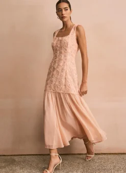 Best Pink Floral Texture Maxi Dress Occasion Dresses|Occasion Dresses