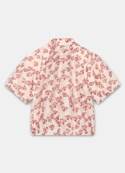 Best Pink Heart Print Puff Sleeve Shirt Shirts & Blouses