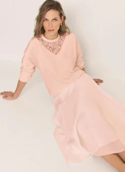 Pink Lace Detail Sweatshirt Sweatshirts|Sweatshirts