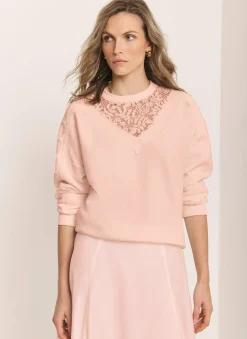 Pink Lace Detail Sweatshirt Sweatshirts|Sweatshirts