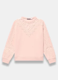 Pink Lace Detail Sweatshirt Sweatshirts|Sweatshirts