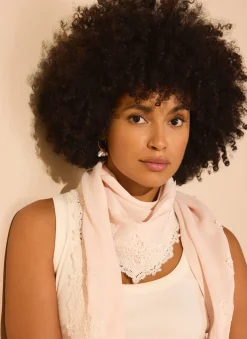 Pink Lace Trim Scarf Scarves