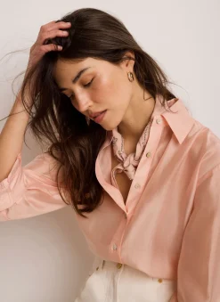 Discount Pink Linen Embellished Neck Scarf Scarves