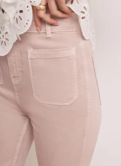 Online Pink Patch Pocket Flared Jeans Jeans|Flared Jeans