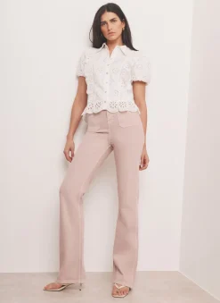 Online Pink Patch Pocket Flared Jeans Jeans|Flared Jeans