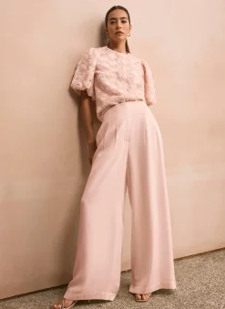 Sale Pink Pleat Detail Wide Leg Trousers Mv Limited|Wide Leg Trousers