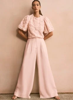 Sale Pink Pleat Detail Wide Leg Trousers Mv Limited|Wide Leg Trousers