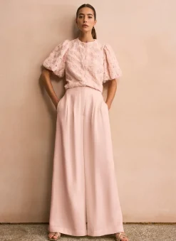 Sale Pink Pleat Detail Wide Leg Trousers Mv Limited|Wide Leg Trousers
