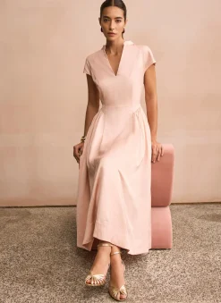 Pink Ruched Detail Midi Dress Occasion Dresses|Occasion Dresses