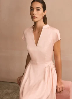 Pink Ruched Detail Midi Dress Occasion Dresses|Occasion Dresses