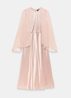 Outlet Pink Satin Cape Maxi Dress Occasion Dresses|Occasion Dresses