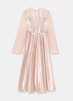 Outlet Pink Satin Cape Maxi Dress Occasion Dresses|Occasion Dresses