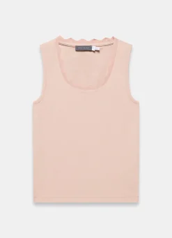 Sale Pink Scallop Trim Vest Top T-Shirts|T-Shirts