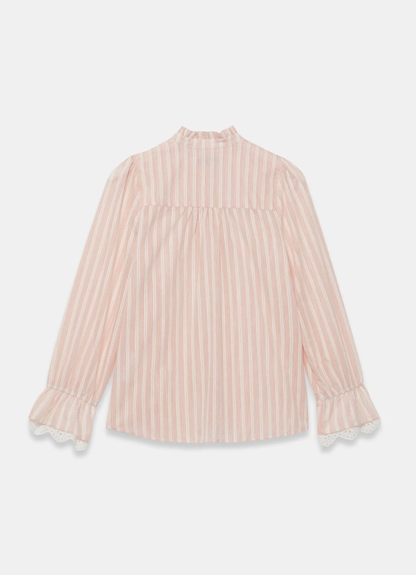Outlet Pink Striped Broderie Trim Blouse Shirts & Blouses