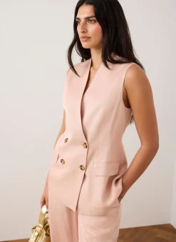 Outlet Pink Tailored Longline Waistcoat Waistcoats