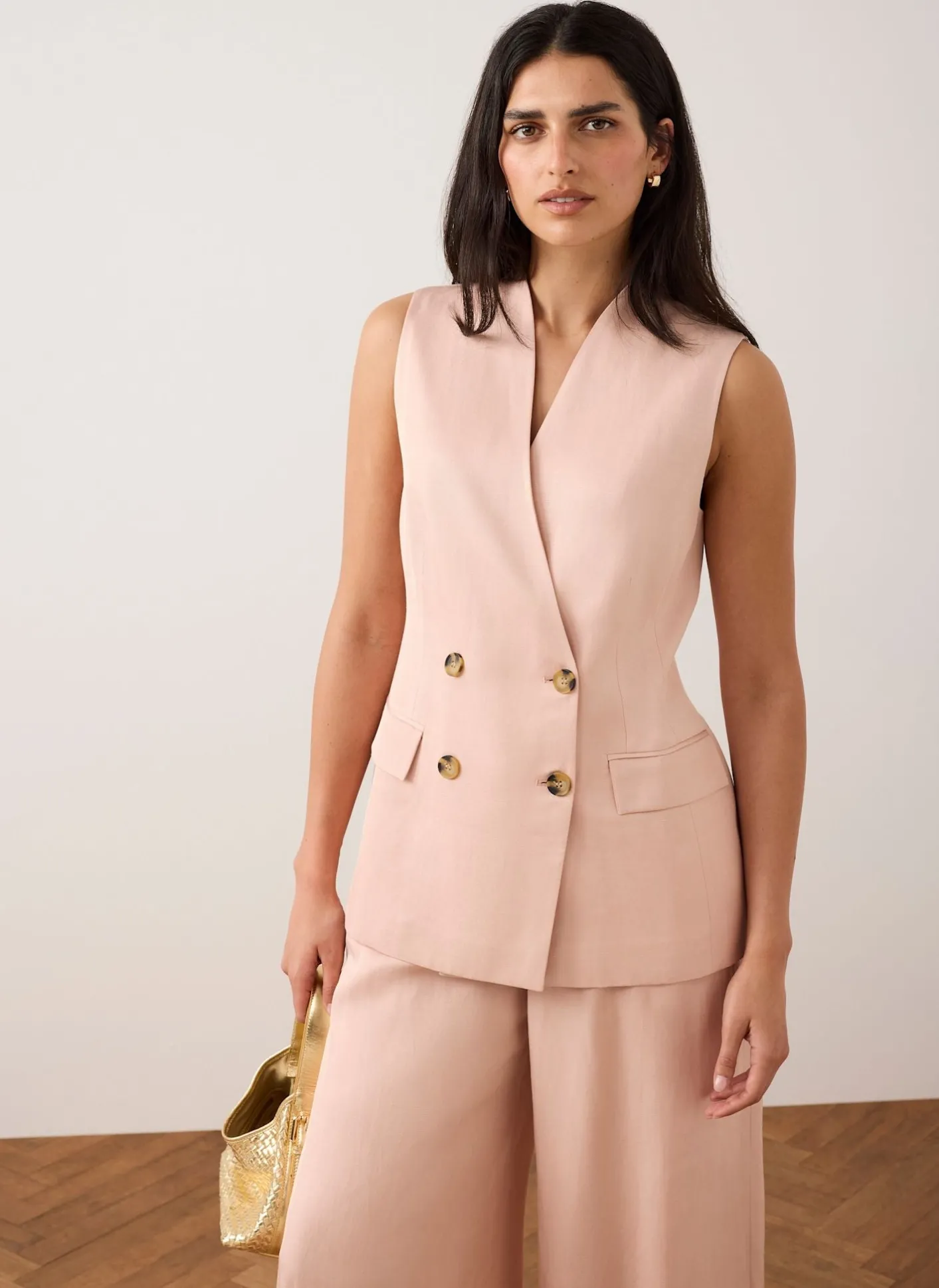 Outlet Pink Tailored Longline Waistcoat Waistcoats